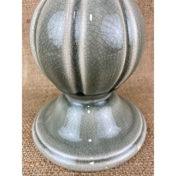 Creative Co-op Terracotta Pillar Candle Holder Gray Green Crackle Glaze - Picture 3 of 7